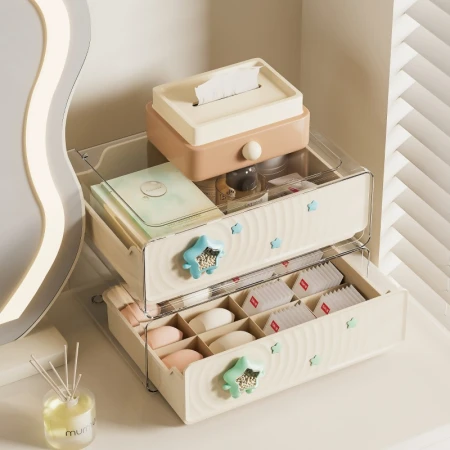 【CL】26Q3#3306 Multi-layer beige underwear storage box, clothing document and cosmetics organization box, drawer-type storage box, storage supplies organization and storage box, household storage box 【CL】26Q3#3306 Multi-layer beige underwear storage box, clothing document and cosmetics organization box, drawer-type storage box, storage supplies organization and storage box, household storage box